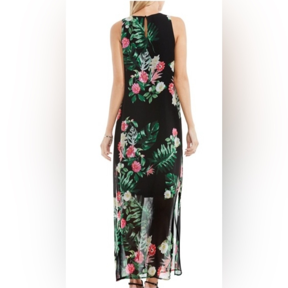 Floral Sheer Overlay Maxi Dress PXS Havana Rich Black Autumn Wedding Guest NWT - Picture 3 of 13